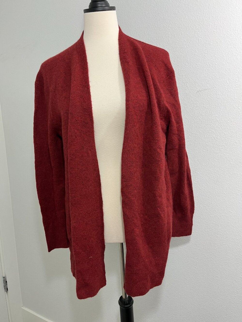 New Madewell Small Deep Red Merino Wool & Alpaca Open-Front Cardigan
